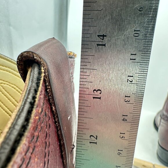 Miragum Men Size 10D Brown Burgundy Leather Slip Resistant Pull On Western Boot - Picture 11 of 13